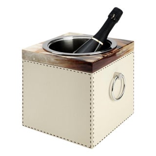Nives Champagne Bucket in Glossy Horn and Aida Pebbled Leather by Arcahorn For Sale