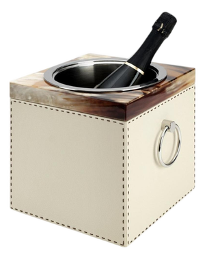 Nives Champagne Bucket in Glossy Horn and Aida Pebbled Leather by Arcahorn