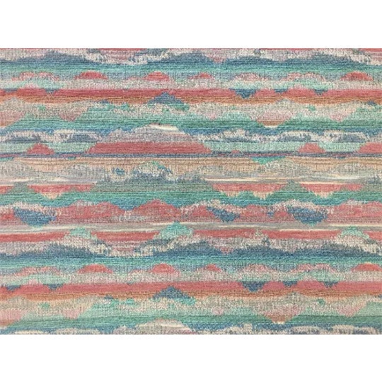 55" wide vintage Kravet abstract woven kilim chenille texture water and stain resistant upholstery fabric in mint green,...
