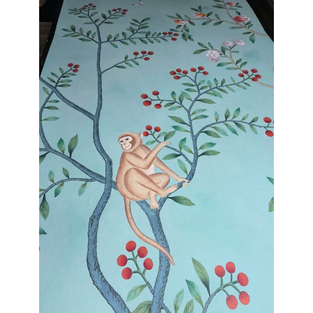 Hand-Painted Chinoiserie Tropical Garden Mural on Edo Xuan Paper – 7 Panels For Sale - Image 9 of 10