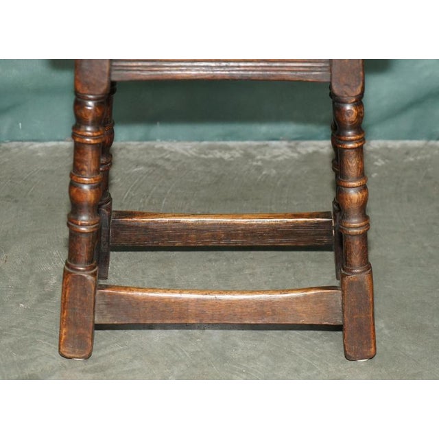Brown 17th Century English Oak Joint Stool with Turned Legs For Sale - Image 8 of 18