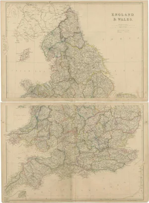 Vintage Maps of England and Wales, 1859, Set of 2