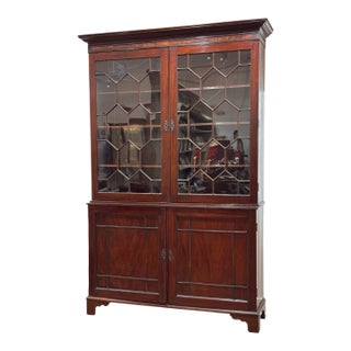 Early 19th Century English Mahogany Breakfront Bookcase For Sale