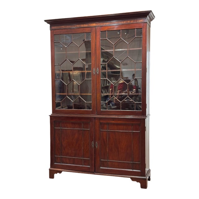 Early 19th Century English Mahogany Breakfront Bookcase For Sale