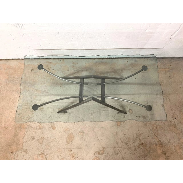 1980s Postmodern Steel and Glass Coffee or Cocktail Table For Sale - Image 5 of 12