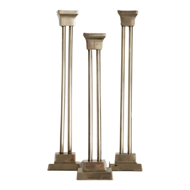 Set of Vintage Brass Candle Holders For Sale