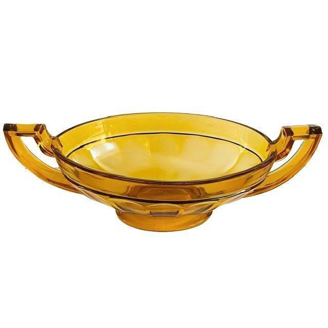 Antique Art Deco Fruit Bowl in Amber Glass from Val Saint Lambert, 1930s For Sale - Image 8 of 9