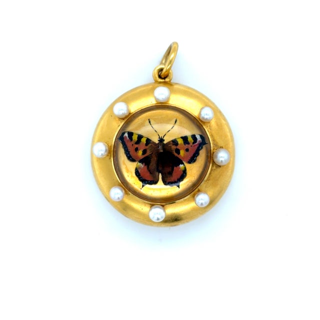 Rare Antique Essex Crystal Butterfly Locket Pendant/Necklace For Sale - Image 4 of 9