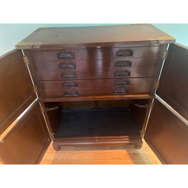 Beautiful solid mahogany silver chest / sideboard purchased in China in the 1950's. This piece is solid wood with hand-...