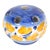 Vintage Italian Hand-Painted Blue & Yellow Floral Ceramic Flower Frog Bud Vase For Sale