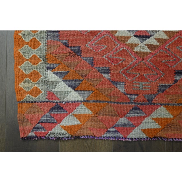 1970s Vintage Turkish Oushak Handmade Wool Cotton Pink Runner Rug For Sale - Image 10 of 11