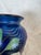 Glass Orient & Flume Floral Blue Art Glass Vase, Signed For Sale - Image 7 of 12