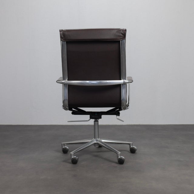 Una Leather Office Chair by ICF, Italy, 1990s For Sale - Image 4 of 12