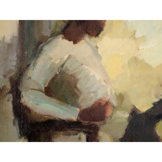American "Porch People" - Figurative Composition in Oil on Linen by Majel Logan For Sale - Image 3 of 9