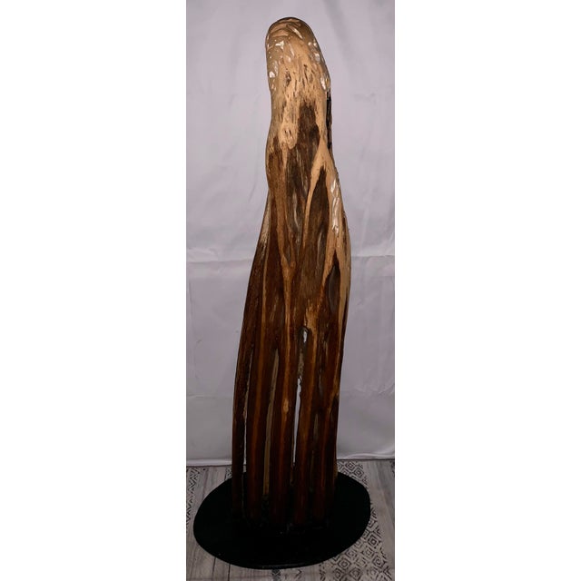 Kenzi Shiokava Late 20th Century Large 47" Signed Hand-Carved Wood Organic Brutalist Totemic Sculpture For Sale - Image 10 of 12
