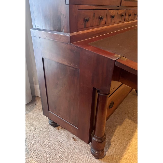 Antique Early 1900s Flame Mahogany Secretary With Bookcase For Sale - Image 10 of 18