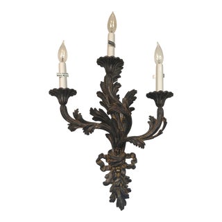 1990s Italian Hand Carved Wood Sconce For Sale