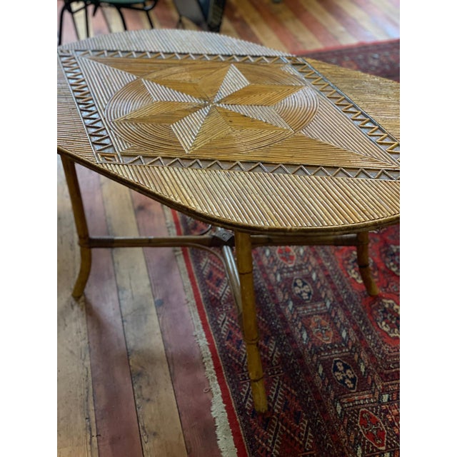 Boho Chic Rattan Coffee Table by Blanchet, 1975 For Sale - Image 3 of 10