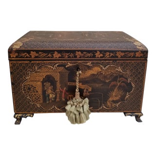 Antique Chinoiserie Tea Caddy Box For Sale