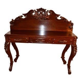 1880s Antique Victorian Carved Walnut Sideboard / Server / Buffet For Sale