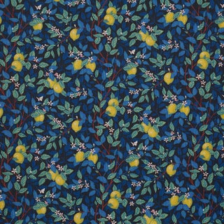 Boråstapeter Citronträd Fabric In Spruce And Blue For Sale