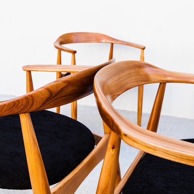 1960s Restored Danish Modern Round Back Armchairs by Illum Wikkelso for Niels Eilersen For Sale - Image 15 of 15