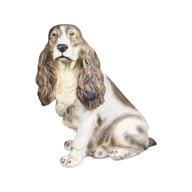 Vintage Life Size Chalkware Spaniel Dog Figure Statue, Unmarked | Chairish