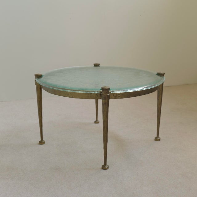 Aqua Forged Round Coffee Table with Aquamarine Glass, 1980s For Sale - Image 8 of 8