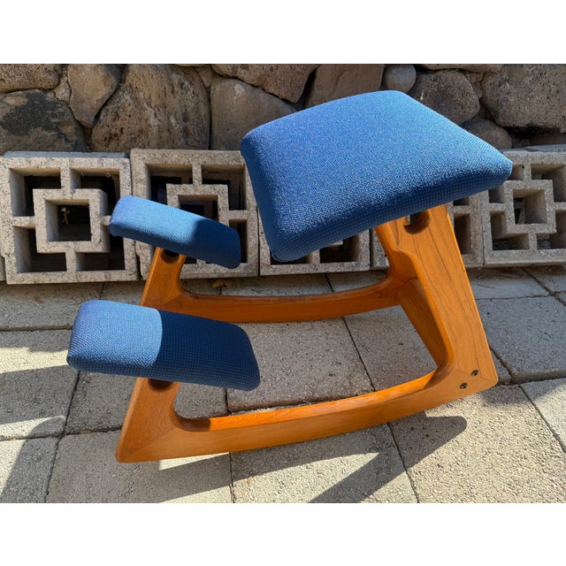 Royal Blue 1980s Danish Teak Ergonomic Balens Chair For Sale - Image 8 of 8