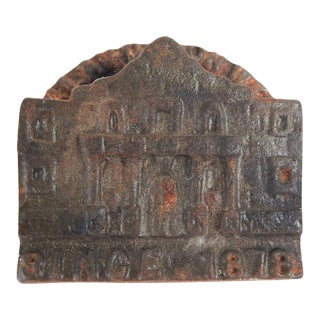 Vintage 1973 Alamo Iron Works Cast Iron Advertising Paperweight For Sale