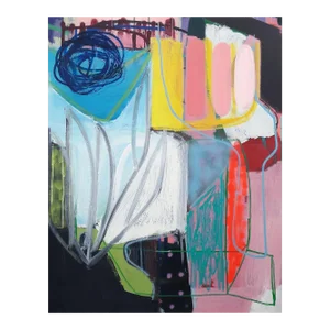Contemporary Abstract Acrylic, Spray Paint on Canvas Painting "Delight" by Ludovic Dervillez