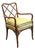 Italian Hollywood Regency Faux Bamboo Chinese Chippendale Mohair Velvet X-Back Armchair, Circa 1970s For Sale