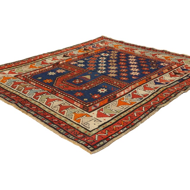 78977 Antique Caucasian Kazak Prayer Rug, 03'04 x 03'10. The Celestial Sanctuary: Late 19th Century Caucasian Kazak Prayer...