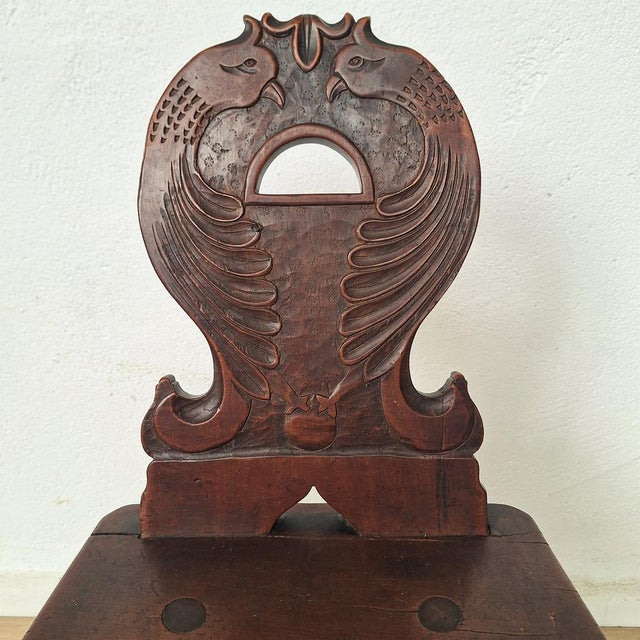 Swiss Alps Folk Art Escabelle Wooden Chair, 1820s For Sale - Image 6 of 7