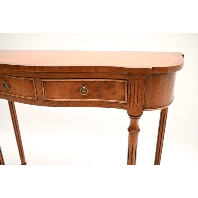 Brown Antique Regency Style Burr Walnut Console Table, 1950 For Sale - Image 8 of 10