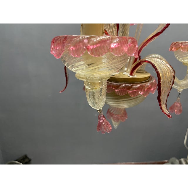 Venetian Pink Murano Glass Chandeliers, 1960s, Set of 2 For Sale - Image 6 of 13