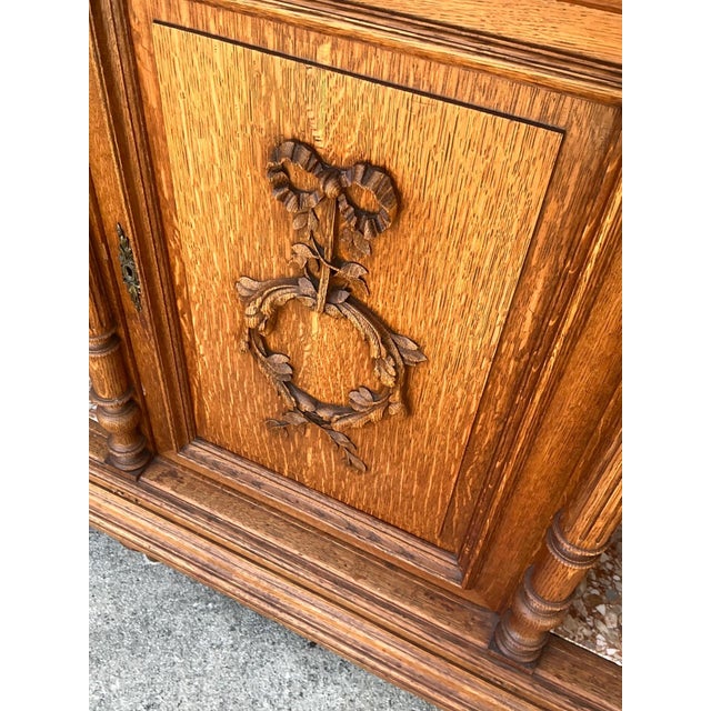 French Vintage Marble Top Carved Wood Sideboard For Sale - Image 3 of 16