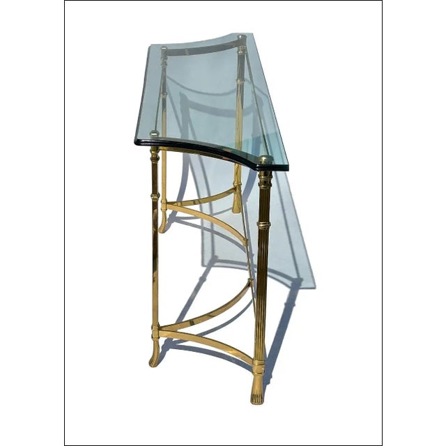 1980s Glamorous Vintage Italian Brass & Glass Console Table W/Label For Sale - Image 5 of 9