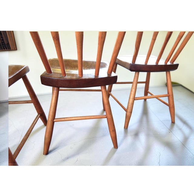Mid 1800's Hardwood Plank Bottom Primitive Farmhouse Chairs - A Set of Six For Sale - Image 10 of 10