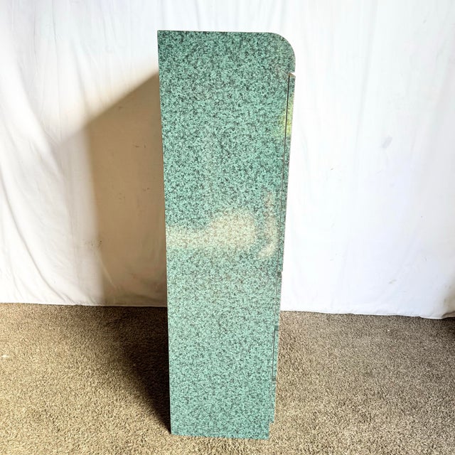 Wood 1980s Postmodern Faux Teal Granite Laminate Waterfall Armoire For Sale - Image 7 of 9