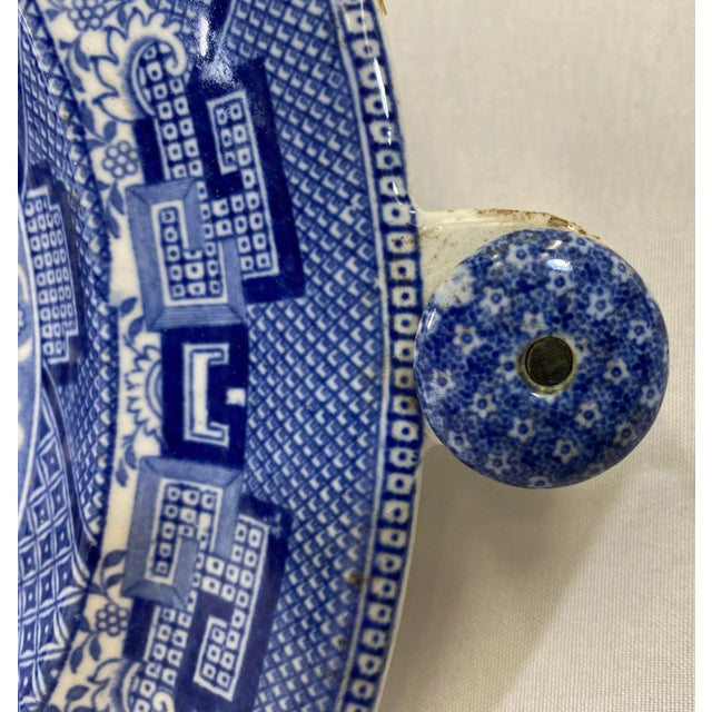 Antique John Meir & Sons Blue Willow Pattern Hot Water Warming Plate