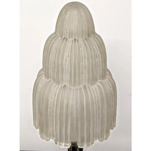 Art Deco French Art Deco Waterfall Table Lamp Signed by Sabino For Sale - Image 3 of 7
