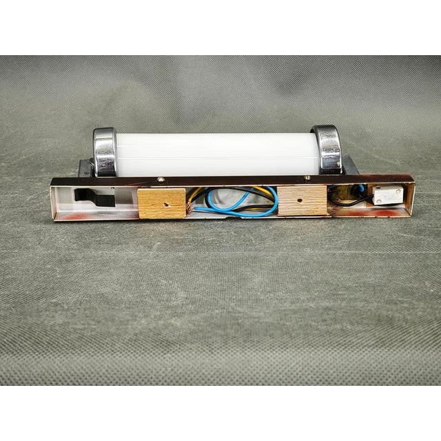 Metal Bauhaus Chrome and Opaline Glass Wall Light, Czechoslovakia, 1930s For Sale - Image 7 of 12