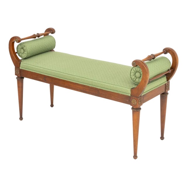French Empire Style Mahogany Curved Window Seat For Sale