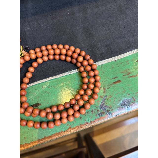 Wood Long Oriental Brown Sandalwood Beads Hand Rosary Praying Chain For Sale - Image 7 of 7