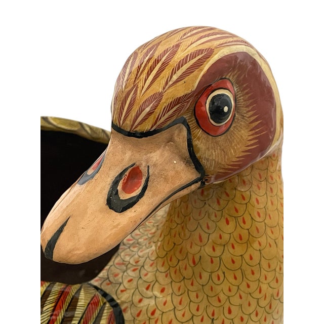 Mid 20th Century VTG Large Sermel Paper Mache Hand Painted Duck Planter Folk Art Tonala Mexico For Sale - Image 5 of 12