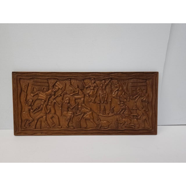 Decorative Fine Carved Wood Wall Panel Measures 45" in width, 20" in height