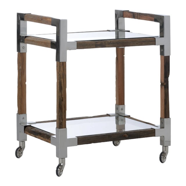 Rustic Glam Bar Cart, Small For Sale