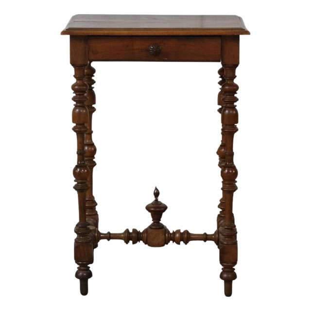 19th Century French Walnut Small Turned Leg Table For Sale