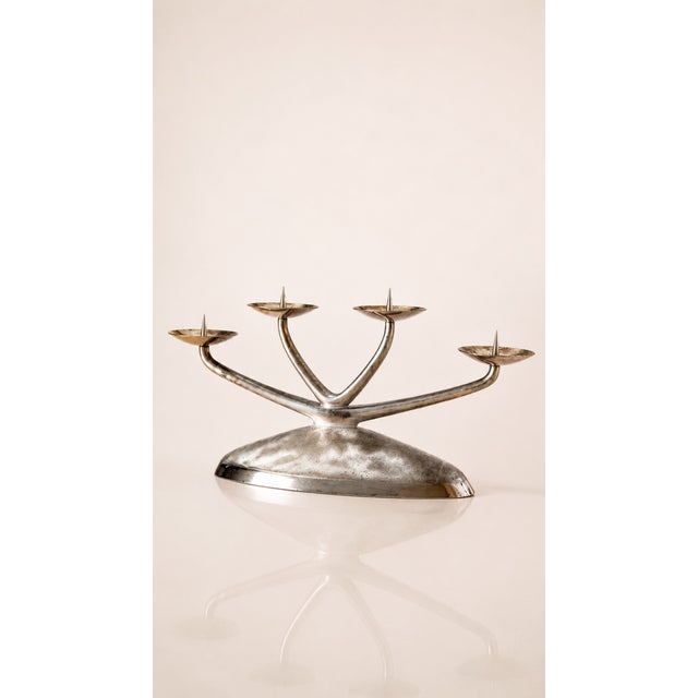Silver Modernist 4-Light Candelabra in Silver-Plated Metal from WMF Ikora, 1959 For Sale - Image 8 of 8